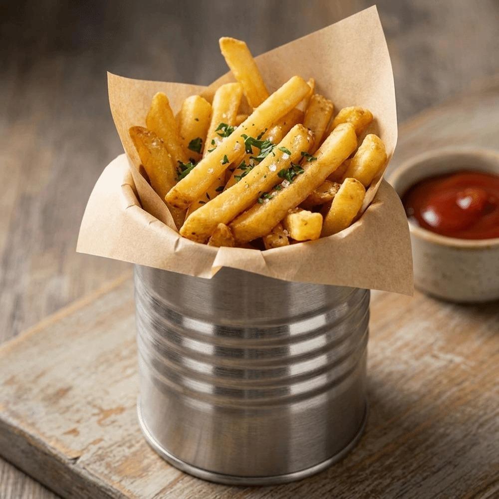 Open Top Bucket French Fries Cup Smooth Polished Storage Container Snack Storage