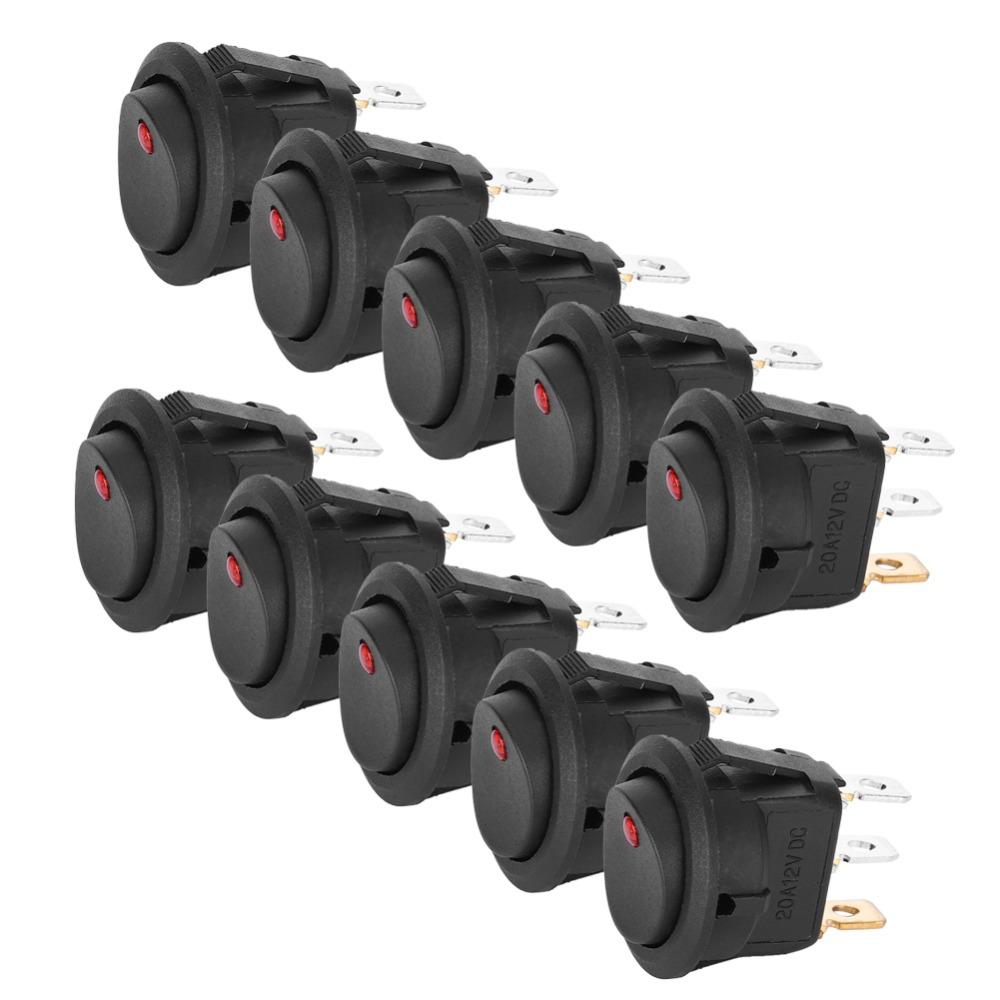 10PCS 3-Pin SPST Switch 12V Toggle Switch Control ON/OFF Rocker ON/OFF  Truck