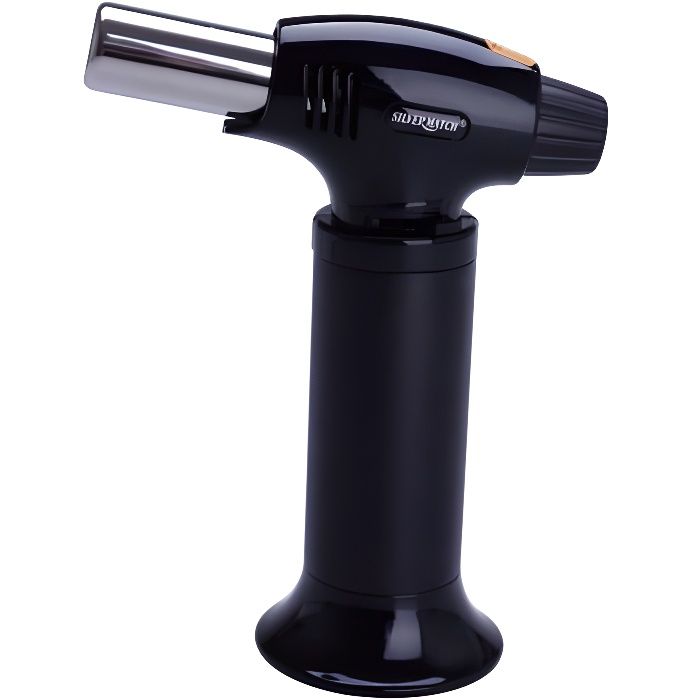 Chalumeau de cuisine - SILVER MATCH - Noir - Flamme réglable - Rechargeable - Design épuré