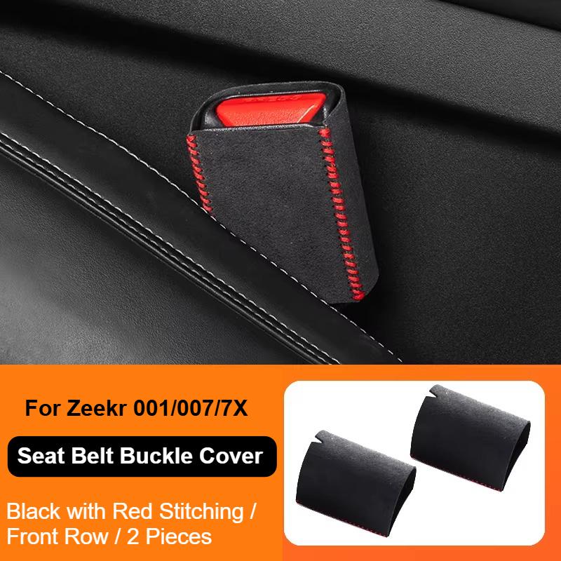 For ZEEKR 001 007 7X 2021-2025 Car Front Rear Row Seat Belt Plug Buckle Cover Suede Sheath Protective Cover Accessories