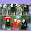 No Face Man Holding Umbrella Sitting Posture Hat Mini Model Desktop Ornament For Home And Party Decor