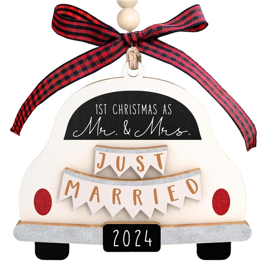 Couple Christmas Gifts 2024, Couple Wedding Gifts, Bridal Wedding Gifts - Couple First Christmas Gifts - Wooden Ornaments