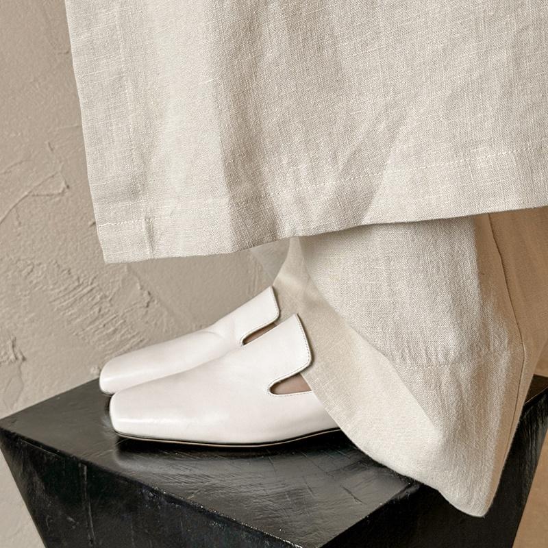 Fashion New Genuine Leather Kid Suede Flat Shoes Slippers Women Covered Toe Natural Leather Casual Slippers Female Daily Walk Slippers