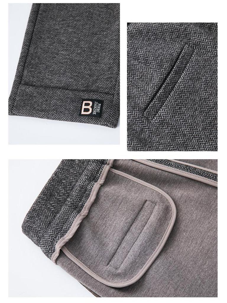 2024 Autumn/Winter High-Waisted Wool Slimming Straight-Leg Cropped Warm Pants for Middle-Aged Women