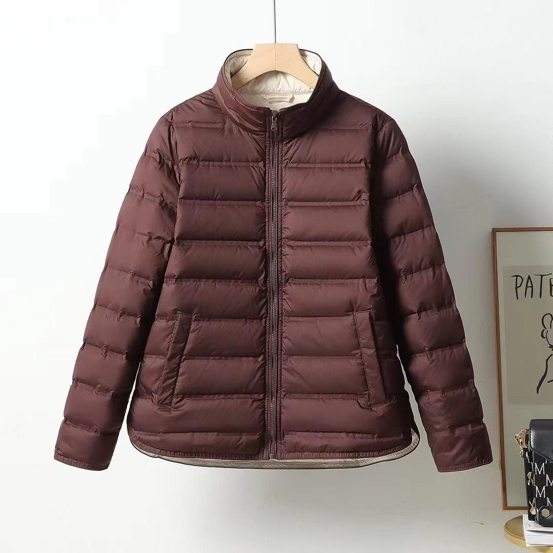 

Autumn and winter light and thin pressed down jacket women s stand-up collar short fashion versatile small man XXL темно-коричневого кольору