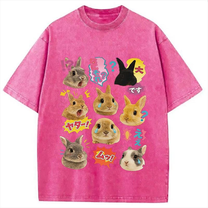 

Men s Washed T-Shirt Casual Loose Short Sleeve Oversized Tees Summer Bunny Harajuku Vintage Pure Cotton Chic Tunics S