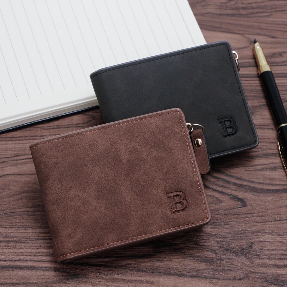 Frosted Men's Short Coin Purse Wallet with Money Clip