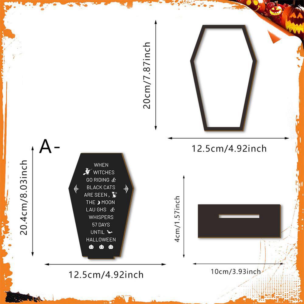 Halloween Table Sign Halloween Tabletop Wood Coffin Sign Board Festive Scene Props Display Scary Message Board For Farmhouse