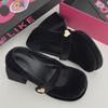 WD2025 Retro French-Style Thick-Heeled Mary Jane Leather Shoes for Women