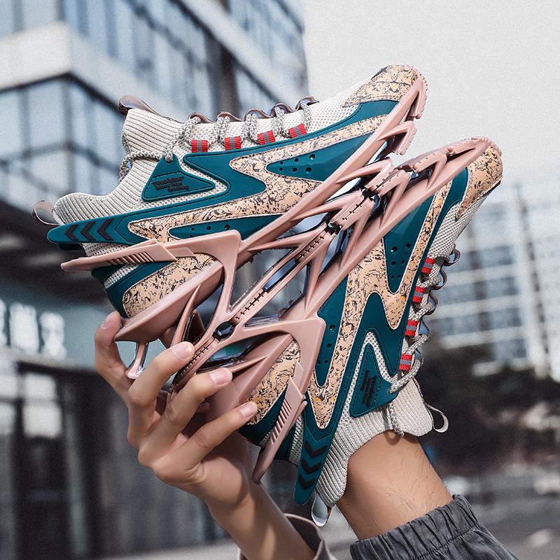 Fashion Lace-up Men's Sneakers Trendy Blade Shoes Elastic Outdoor Sports Shoes Teenager Running Exercise Shoes