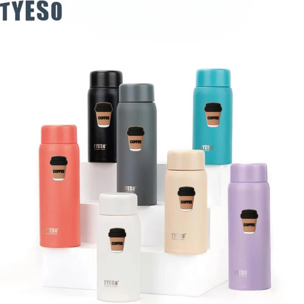 Tyeso 150ml Pocket Insulated Water Bottle Stainless Steel Compact Slim Design High Aesthetic Appeal Cute Perfect for Work Office with Coffee Sticker