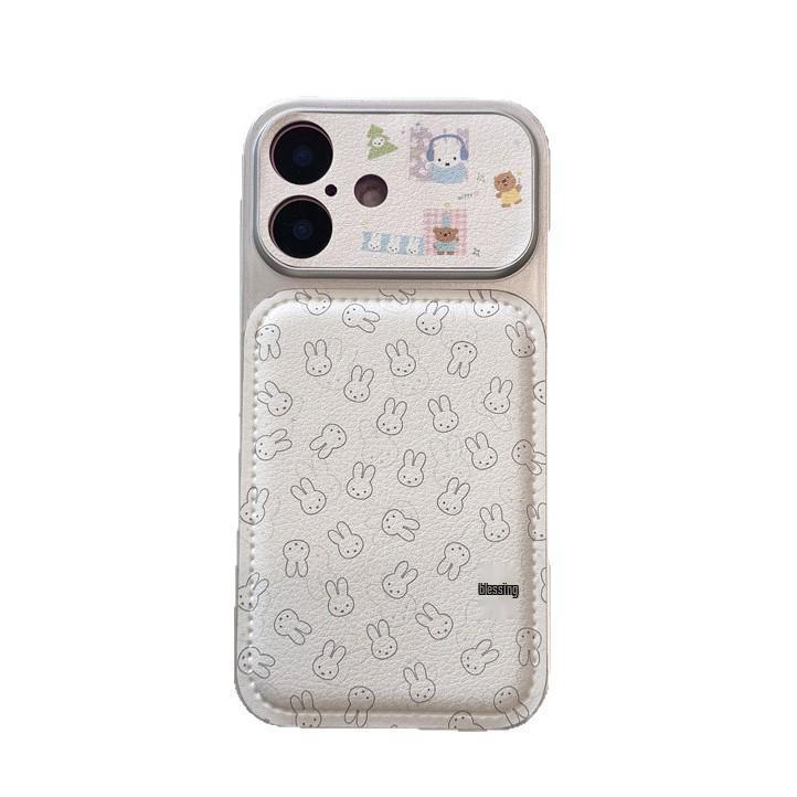 Adorable Cartoon Rabbit Head iPhone Case for 17, 16 Pro Max, 15, and 14 with Girly Heart Design.