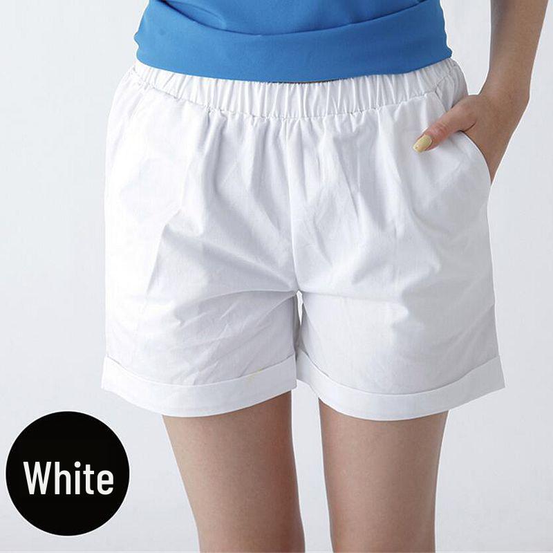 Women's Candy Color Elastic Waist Beach Shorts - Plus Size, Loose Fit, Wide Leg, Summer Home & Sports Cotton Leggings