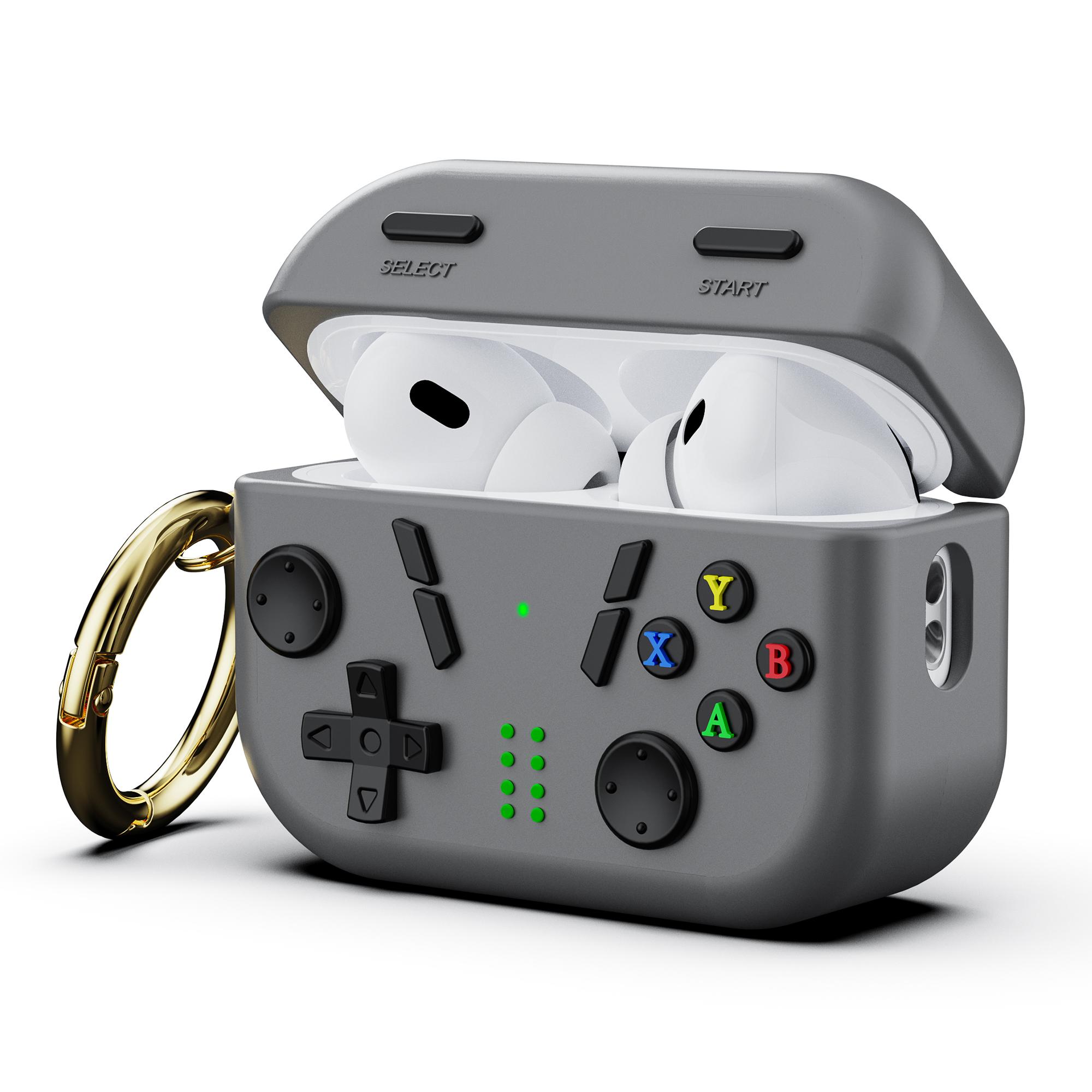 

Для чохла AirPods Pro 2 3D ігровий дизайн силіконовий чохол для навушників з карабіном Grey