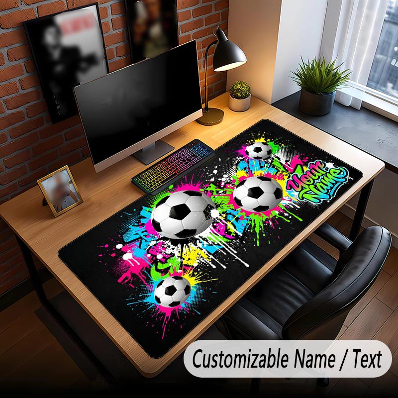 Soccer Theme Custom Mouse Pad Personalized With Name Text Customized Desk Mat For Office Home Decor