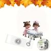 Two Nurse Girls Pushing Medical Bed 2D Acrylic Retractable ID Badge Reel,Multi Purpose Card Clip Perfect Present For Educators Medics Office Employees