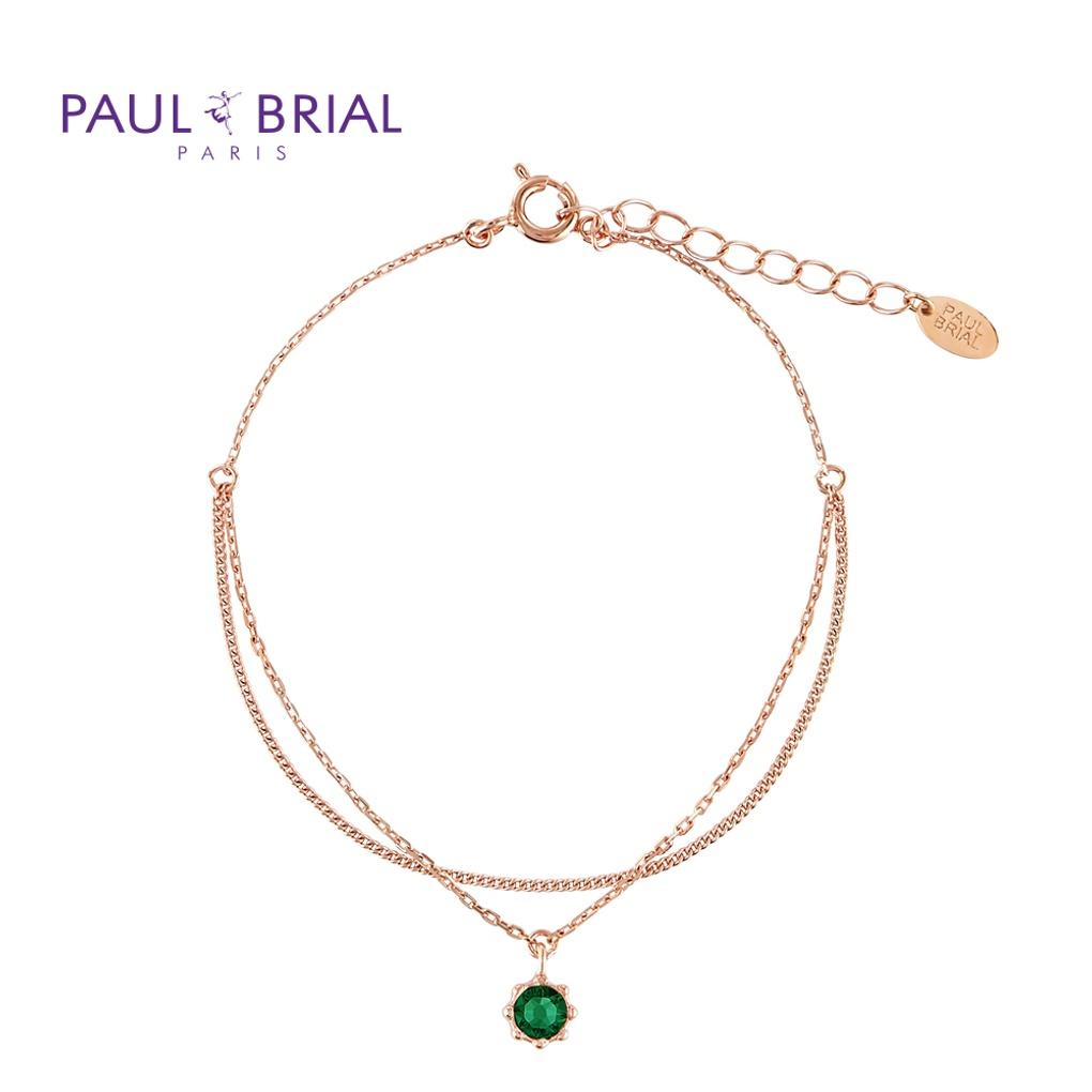 

PAULBRIAL [SILVER] PYSB005S May Emerald Birthstone Double-Row Bracelet