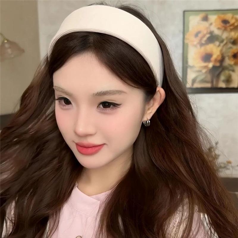 Vertical Thread Sponge Wide Headband Spring Summer High Cranial Top Slim Face Sweet Versatile Women Hair Hoop