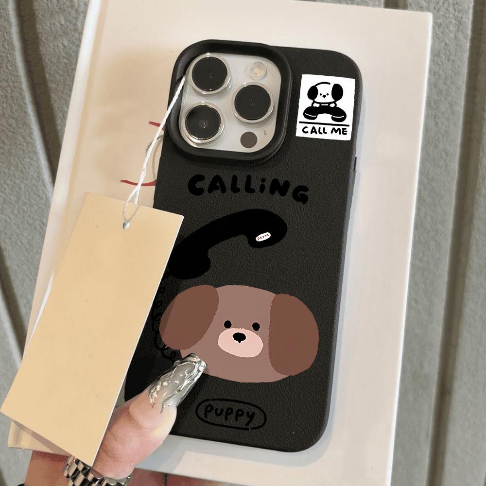 

Чехол для телефона iPhone 11 13, чехол для iPhone 12 14 15 16 Pro Max 12 Pro 15 Plus, кожаный, окрашенный, водонепроницаемый, устойчивый к падениям и износу, мультяшный iPhone 11 чёрный