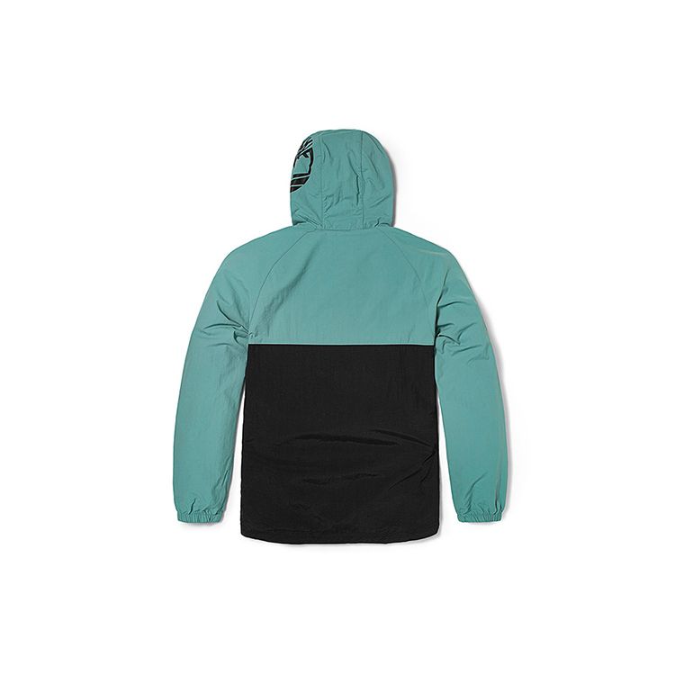 Timberland Color Block Half Zip Pullover Hooded Jacket Unisex Jackets Mineral-Blue Black A2BUU-CN9