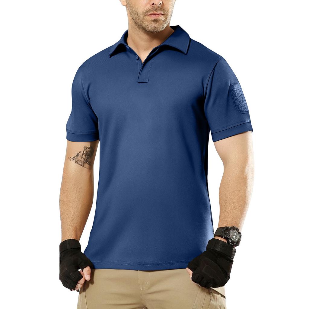 Men's Summer Solid Color Button Lapel Loose Short Sleeve Top