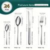 24Stainless steel cutlery set - Mirror-polished fork  knife  and spoon set  Suitable for home use  Hotel Weddings and banquets Dishwasher