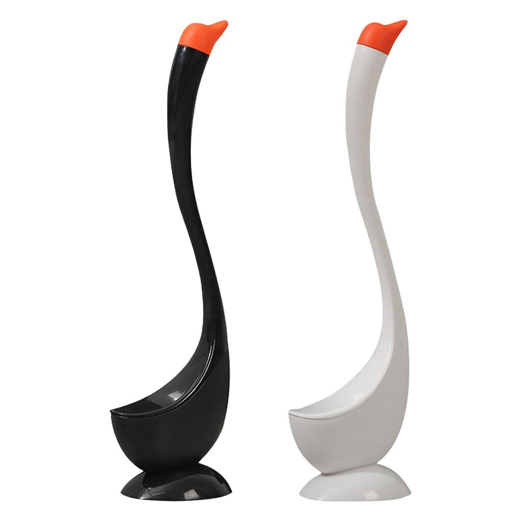 Erweiterte Reichweite Toilettenreinigung mit weichen flexiblen Borsten Ergonomischer Griff Schwanendesign Halter Kompakte Badezimmeraufbewahrung