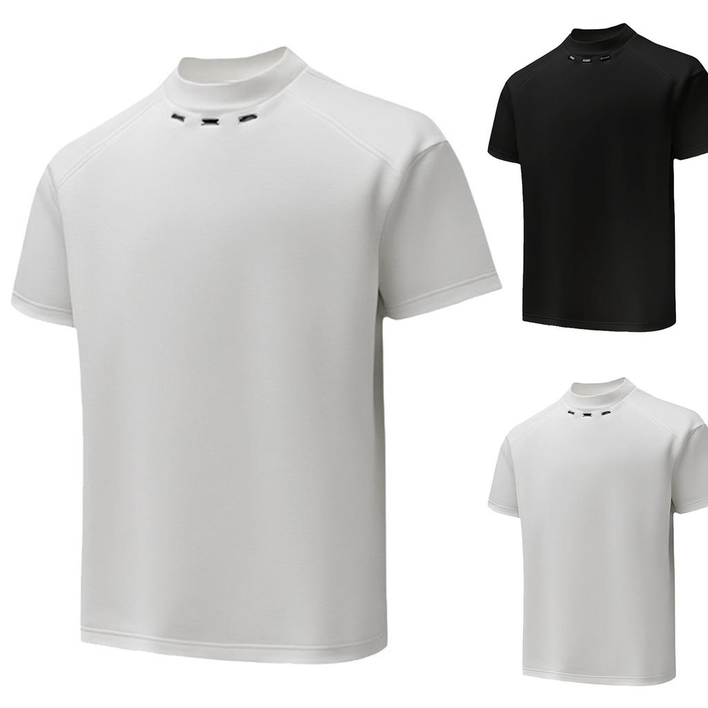 Men's Summer Loose American High Street Style Trendy Metal Decoration Short-sleeved T-shirt