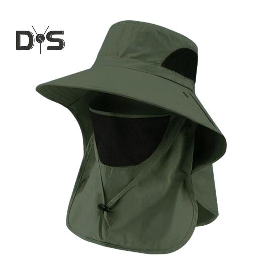 Wide Brim Bucket Hat UPF 50+ UV Protection Sun Hat Summer Outdoor Fishing Visor Hat with Neck Flap And Face Guard for Camping Hiking Gardening