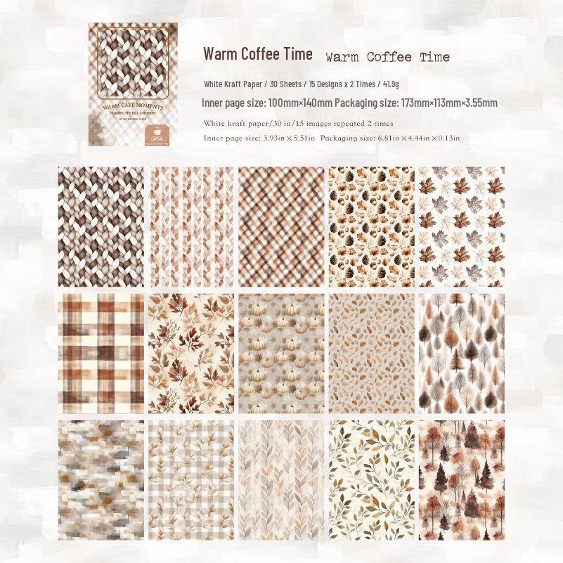 Roaming Autumn & Winter Series: 30 Sheets of Winter-Themed White Kraft Paper for Collage