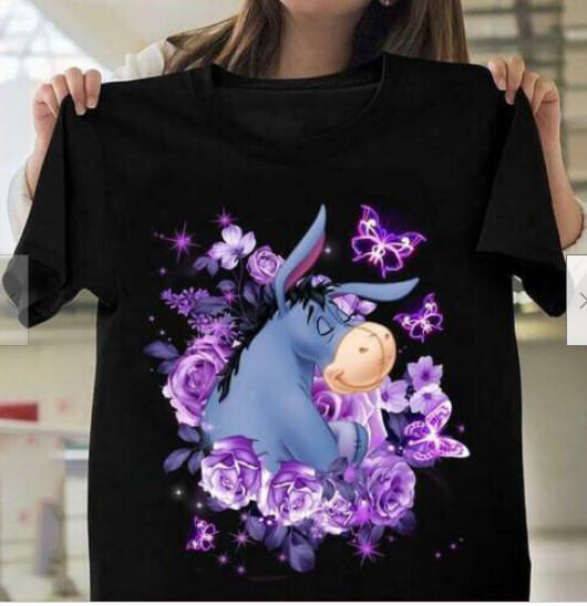 Eeyore Purple Rose T-shirt Men Women Unisex T-Shirt XXL