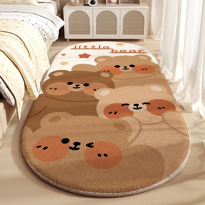 Tecknad Imitationskashmir Halkfri Fläckresistent Sängbordsmatta för Barn