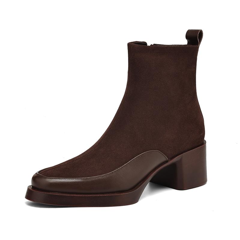 Fashion AIYUQI 2025 New Women's Short boots Genuine Leather Chunky Heel High Heel Boots female Large Size Pointed Toe Women Ankle Boots