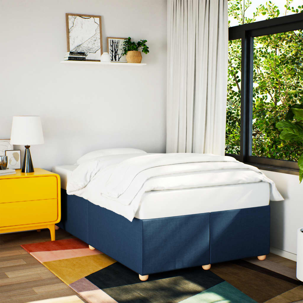 Bed Frame without Mattress Blue 120 x 190 cm Fabric