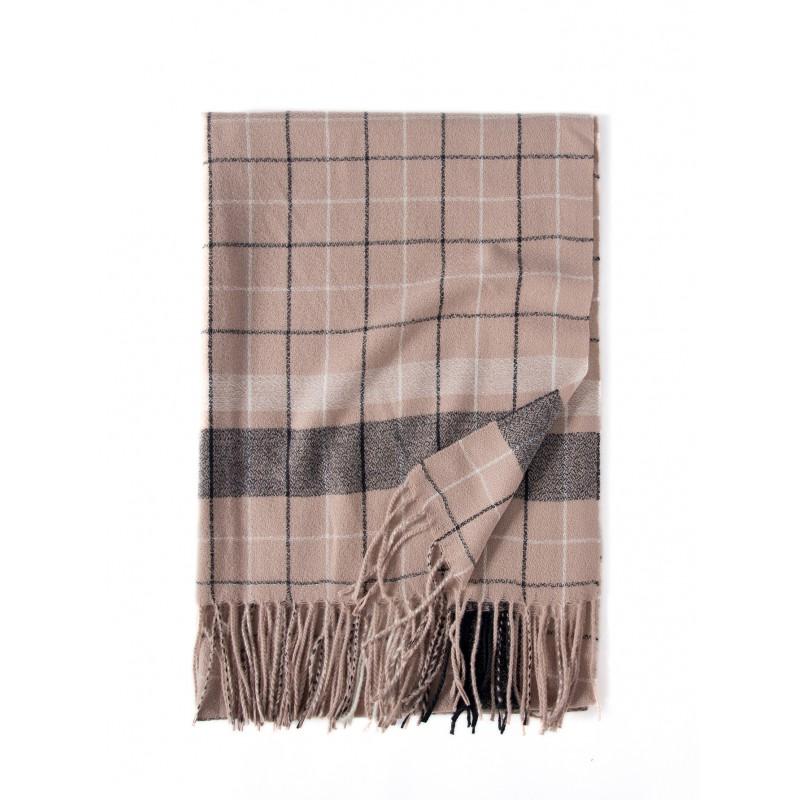 Soft Faux Cashmere Plaid Scarf Women Winter Warm Wrap With Fringe Streetwear Style