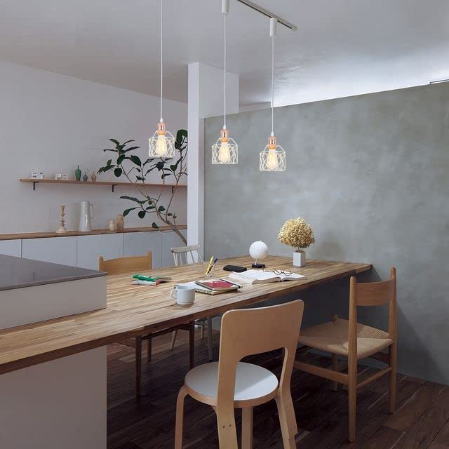 KIVEN 3-Piece Set of Pendant Lights, Duct Rail Style, with Storage Cup, Adjustable Cord Length (100cm), Stylish, E26 Compatible, LED Compatible, for