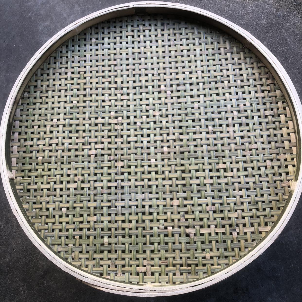 Круглая плетеная вручную бамбуковая корзина - Поднос с плоским дном без отверстий