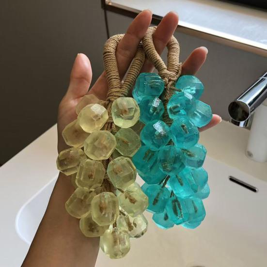 Grape Soap On Rope Handmade Translucent Fruit Shaped Soap Decorative Bathroom Travel Hanging Soap for Shower Sink