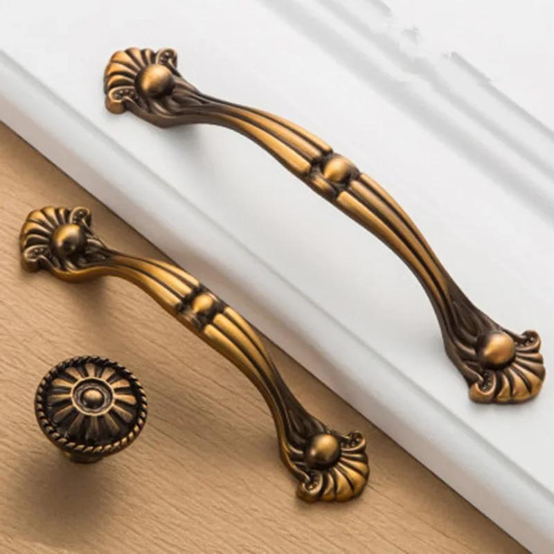 Vintage Gelbbronze Griffe | Retro Schubladengriffe & Schrankknöpfe | Massiv Messing Möbelgriffe für Türen, Küche & Schlafzimmer