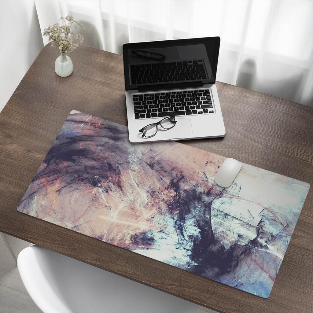 Nowoczesna Winylowa Mata Pod Klawiaturę Abstrakcyjny Chaos Pędzla 100X50 Cm