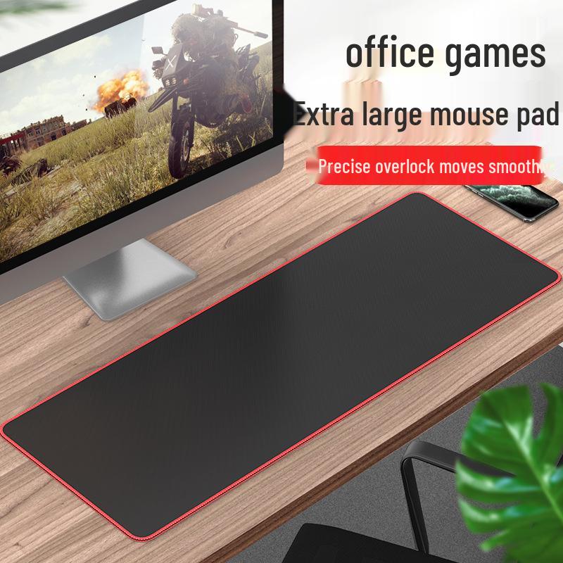 Red-Stitched XL Gaming Mouse Pad for Office and Esports