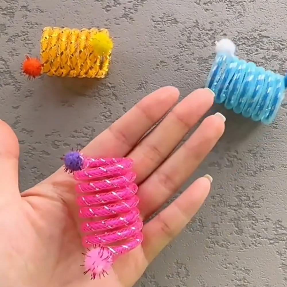 10pcs Colorful Spring Cat Toy Chew Resistant Elastic Wool Ball Spring Toys for Cats Tease Pet Supplies