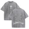 Vintage Black Christian T Shirt John  Scripture Front Back Print Oversized Tee