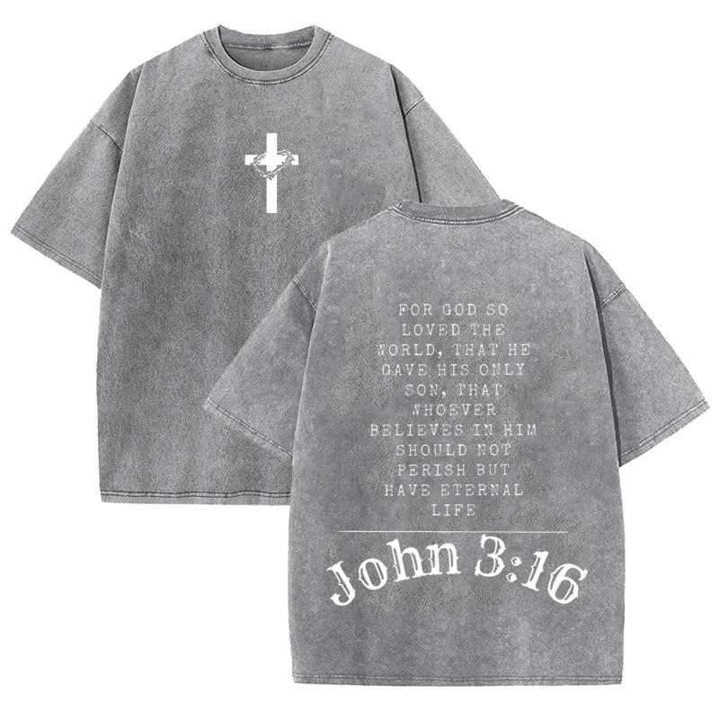 Vintage Black Christian T Shirt John  Scripture Front Back Print Oversized Tee