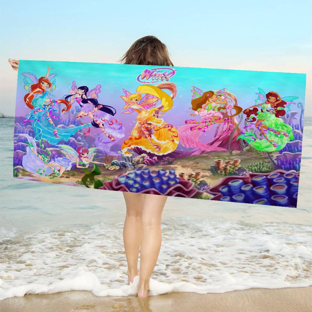 Girl-W-Winx Catoon Clubs Microfiber Beach Towel Absorbent Quick Dry Soft Yoga Swimming Resort Mountain Climbing Towel