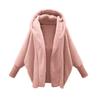 Moda Donna Giacca Felpa Larga Retro Calda Tinta Unita Manica Lunga con Cappuccio Larga in Pile di Peluche