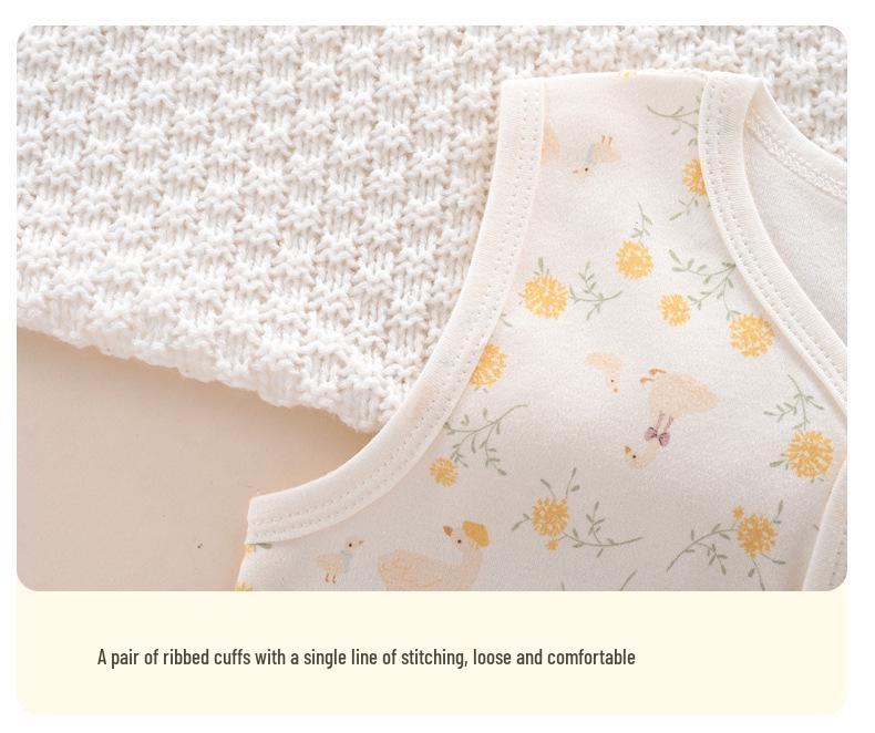 Unisex Baby Pure Cotton Sleeveless Vest - Spring/Autumn Style, A-Class, Cute Design.
