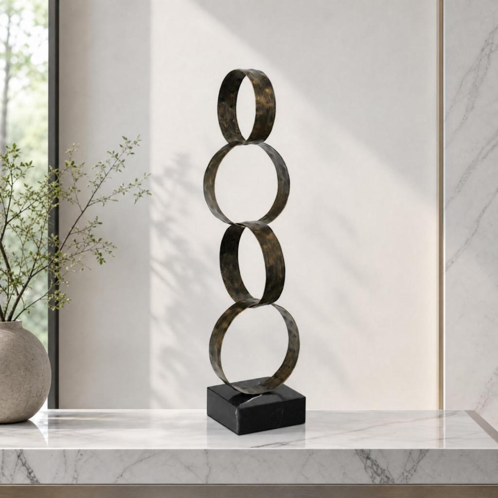 Freestanding Metal Circle Sculpture Minimalistic for Office