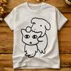 Unisex Simple Line Cat And Dog Cartoon Tshirts Ganadi Cotton Tops Summer Aesthetic Short Sleeve Tshirt O Neck Printed Tee Shirt
