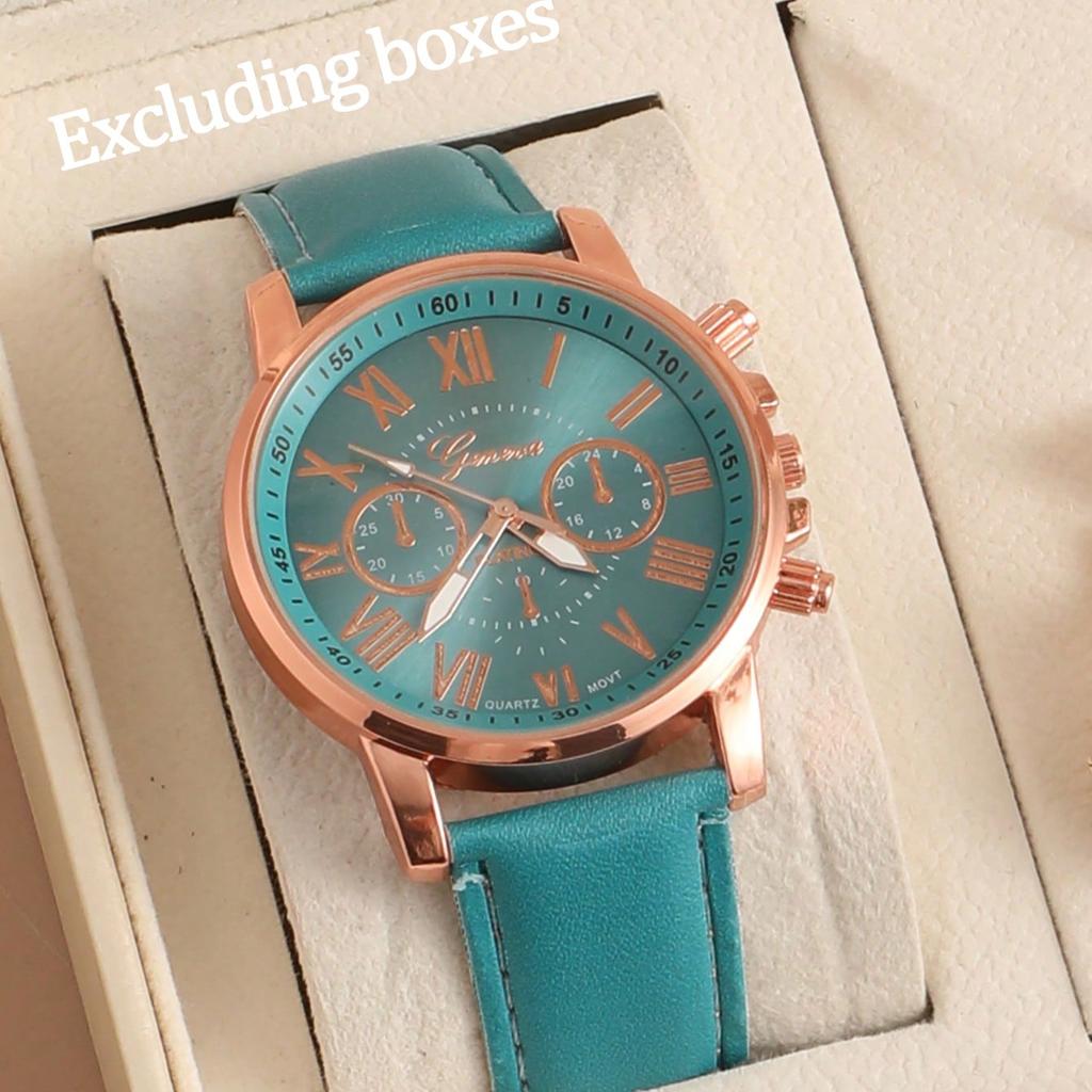 Dameskleurige Serie Horloge Platteland Schattige Stijl Dameshorloge Klassiek met Romeinse Schaal Wijzerplaat Kwarts Horloge(Doos niet inbegrepen)